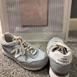 New Balance Sky Blue and White Sneakers